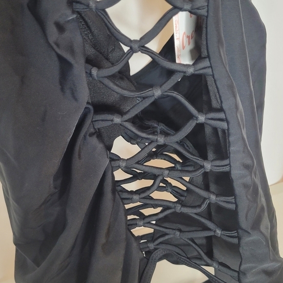 Strappy Halter-Tie Black One-Piece Swimsuit - Size XL - Picture 7 of 11